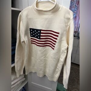 T.Dalton Iconic Cream Sweater with American Flag Design